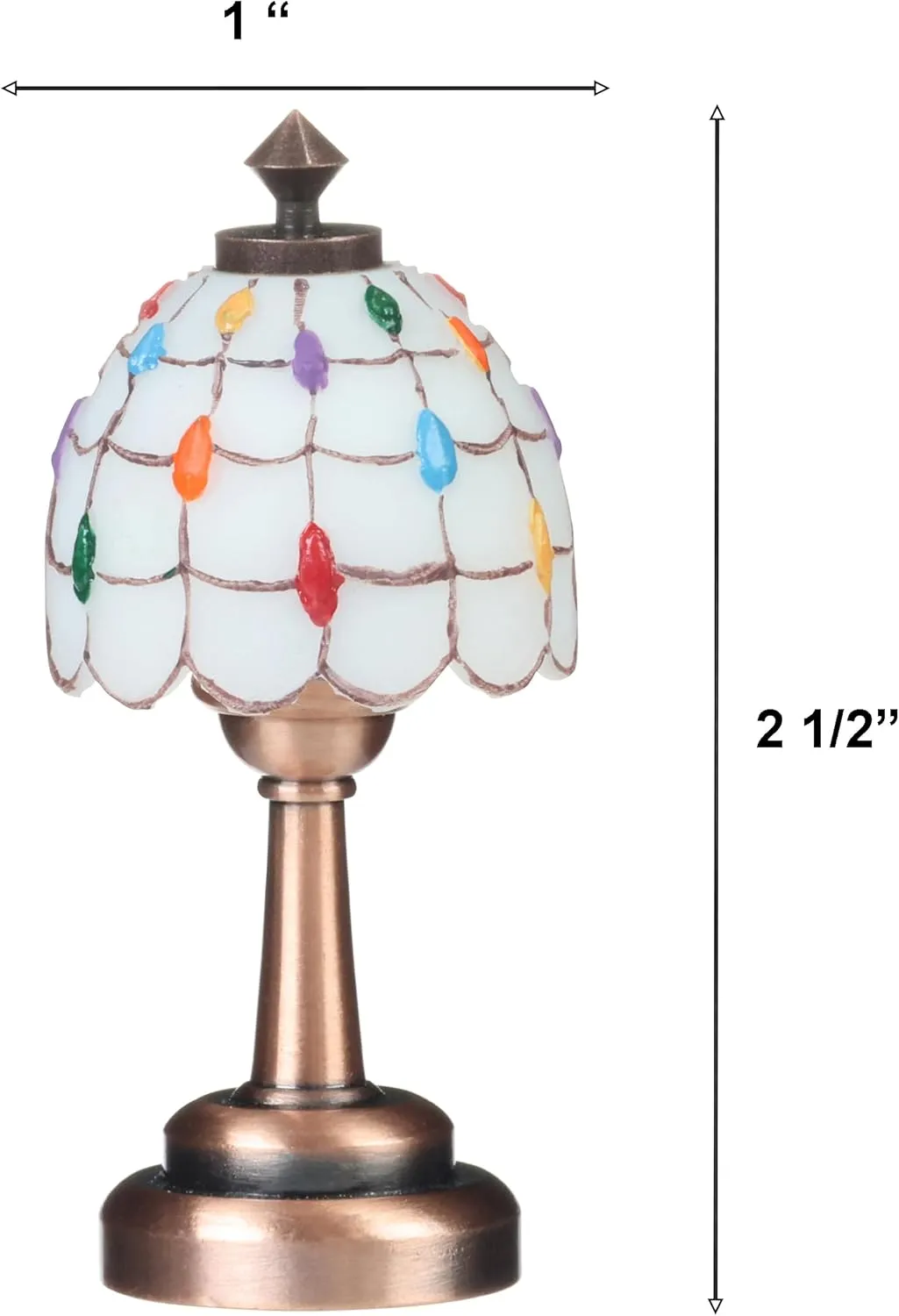 Mini Dollhouse Tiffany Table lamp, LED Miniature Accent Lighting for Dolls House Decor, Functional Light, Furniture Accessories