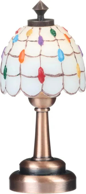 Mini Dollhouse Tiffany Table lamp, LED Miniature Accent Lighting for Dolls House Decor, Functional Light, Furniture Accessories