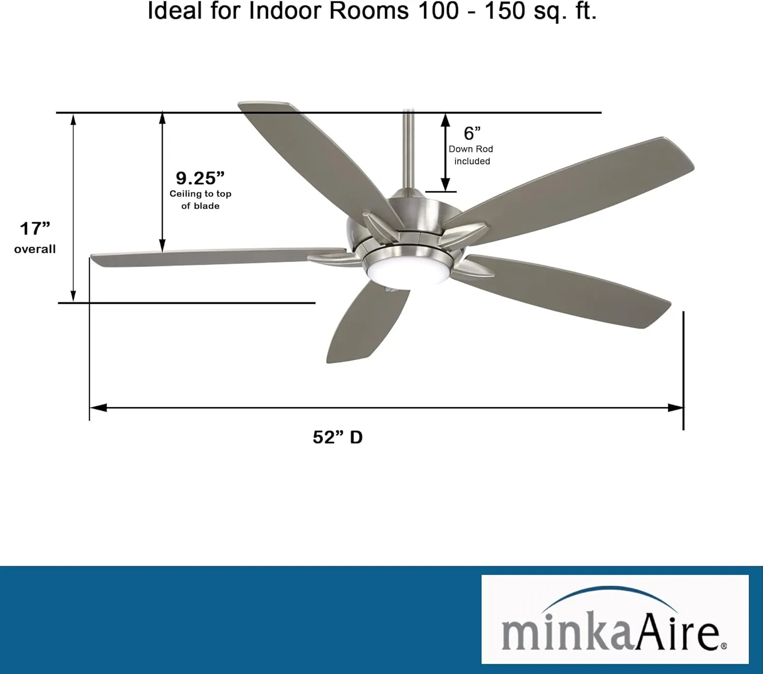 MINKA-AIRE F717L-BN/SL Kelvyn 52-Inch Ceiling Fan with Integrated CCT LED Light Kit in Brushed Nickel Finish
