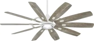 Minka Aire F864L-WHF/SVG Barn 65" Ceiling Fan with LED Lights and Remote Control, Flat White