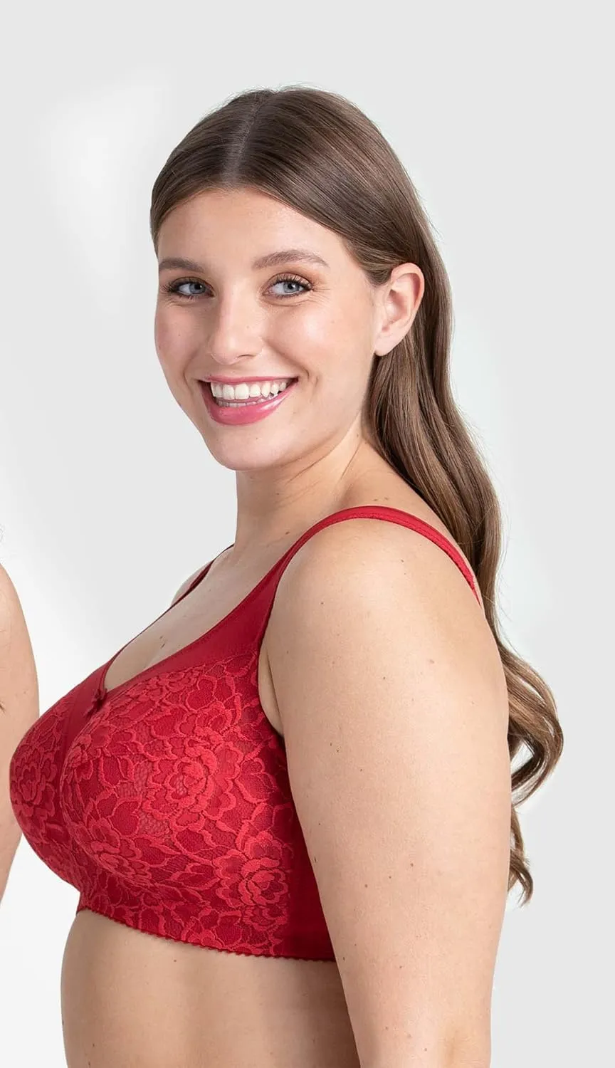 Miss Mary of Sweden Queen Non-Wired Bra – Full Cup Extra Support, Stretch Lace & Padded Straps for Comfort