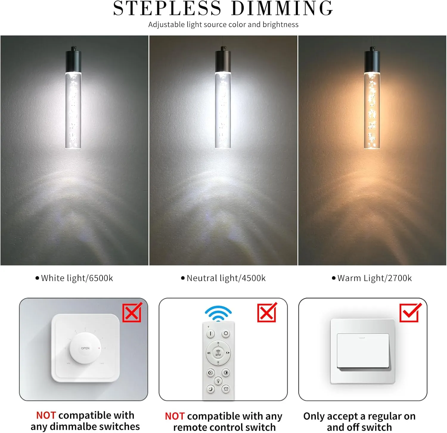 Modern LED Pendant Light, Chrome Bubble Hanging Ceiling Lighting Fixture, 3 Color 2700K/4500K/6500K, Small Kitchen Island Chandelier Over Table for Dining Room, Living Room, Entrance, Bar, Cafe