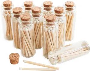 ModParty 2” Safety Match Favors | Set of 10 Glass Bottles with Cork Top, Striker, & Matchsticks, Wedding Matches Favor