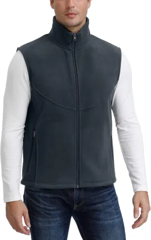 MOHEEN Men's Fleece Vest Outdoor Full Zip Softshell Sleeveless Jacket with Pockets
