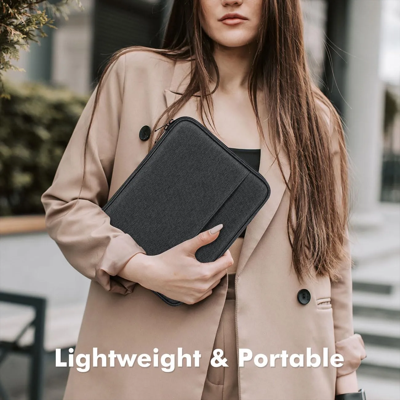 MoKo 9-11 Inch Tablet Sleeve, Protective Carrying Bag with Two Compartments Fits New iPad Air/Pro 11 inch 2024, iPad Air 5/4th 10.9, iPad 9/8/7th 10.2, iPad 10th 10.9, Tab S8/S9 11, Black & Gray