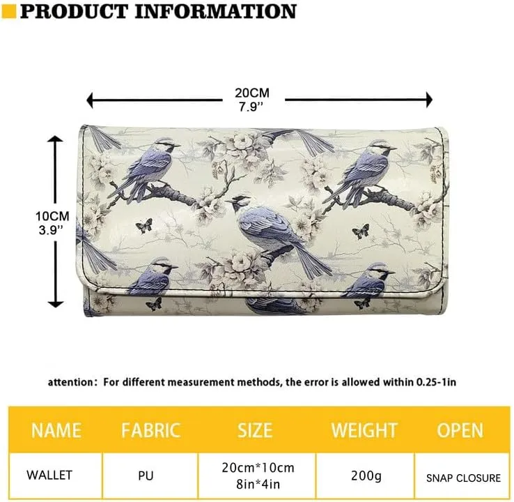 Monet Art Long Leather Wallets for Women Impressionism Style Large Money Manager, Impression Sunrise Print Tri-fold Clutch with ID Card Transparent Slot