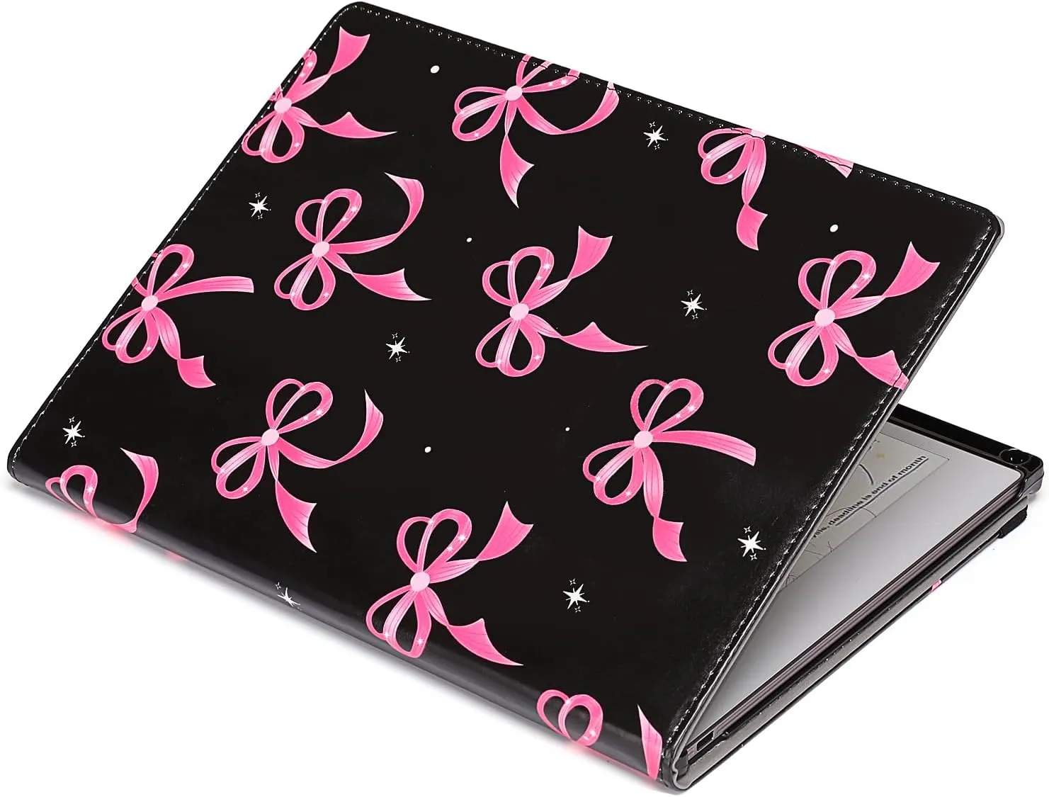 MOSISO for Remarkable Paper Pro Case 2024, Protective Folio Case for Remarkable Paper Pro 11.8 inch with Fold Kickstand&Pen Holder, PU Leather Hard Back Shell Folio Cover with Hand Strap, Pink Bows