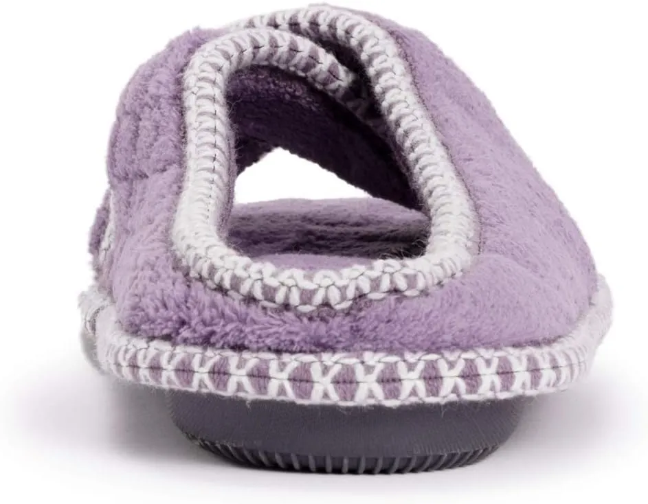 MUK LUKS Women's Ada Chenille Crossband Slippers-Daisy White