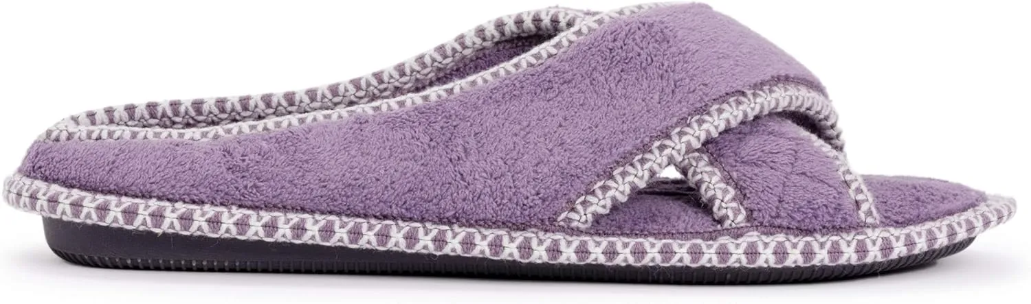 MUK LUKS Women's Ada Chenille Crossband Slippers-Daisy White