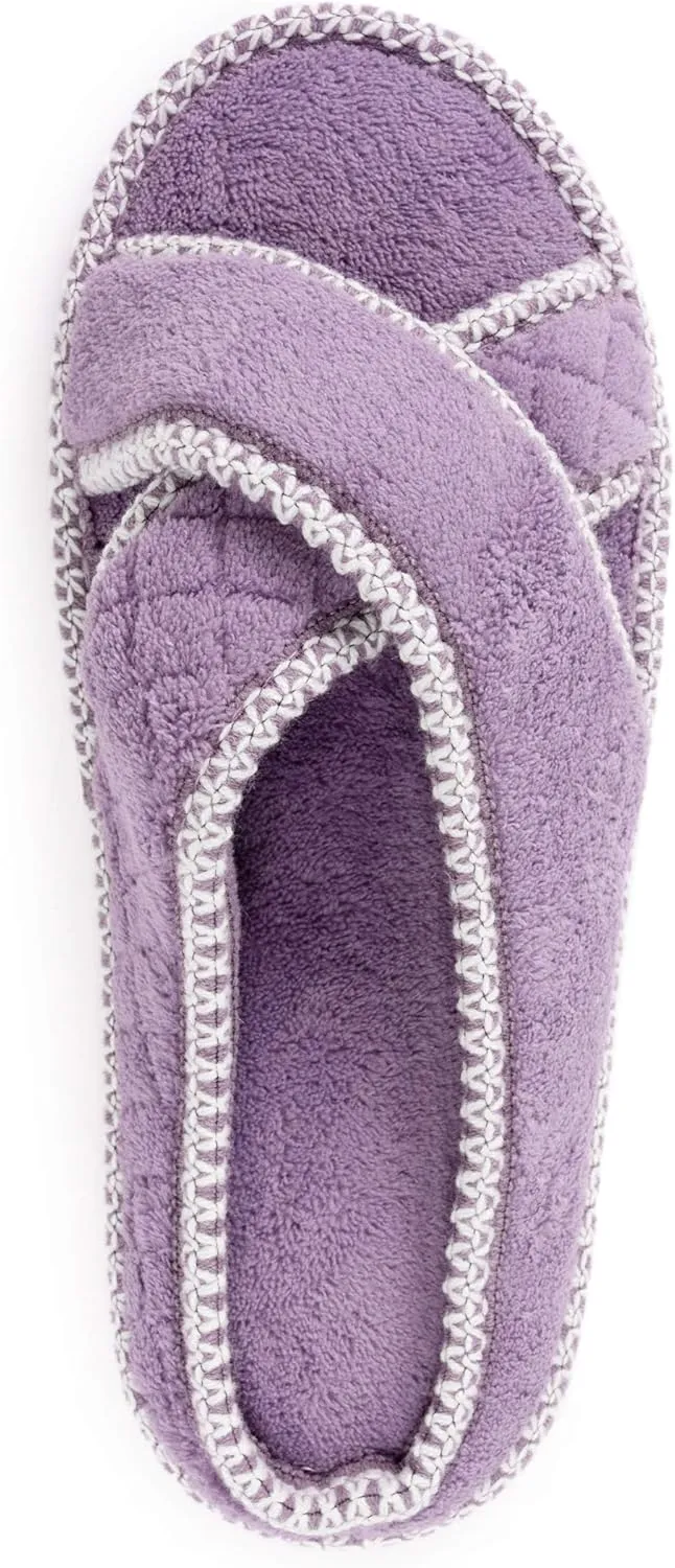 MUK LUKS Women's Ada Chenille Crossband Slippers-Daisy White