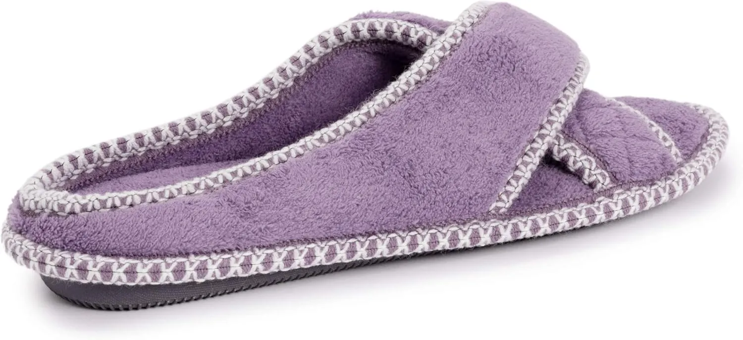 MUK LUKS Women's Ada Chenille Crossband Slippers-Daisy White