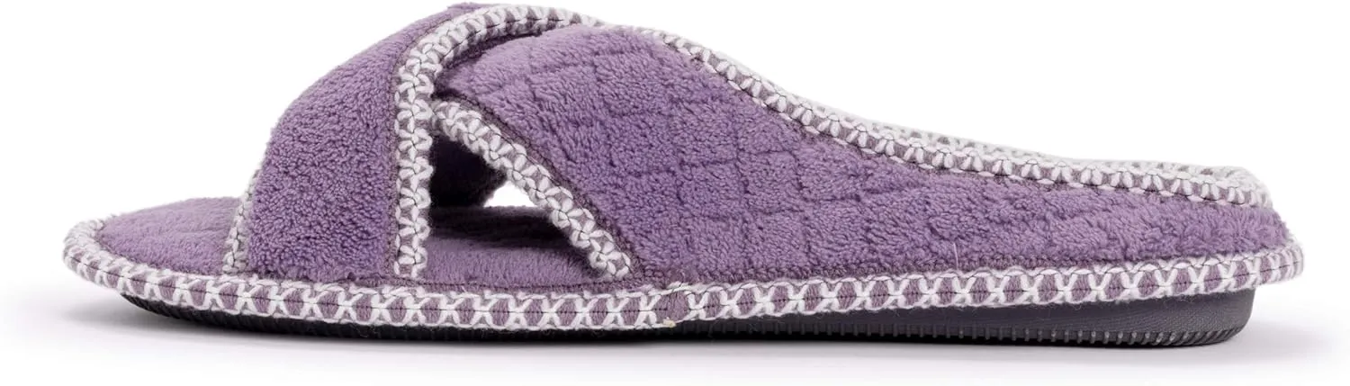 MUK LUKS Women's Ada Chenille Crossband Slippers-Daisy White