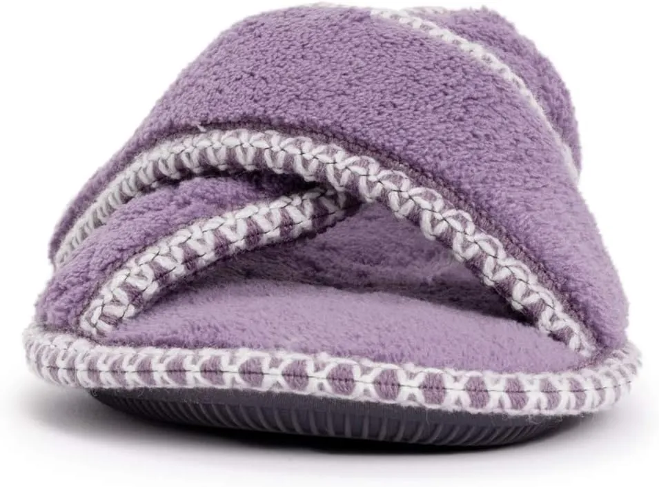 MUK LUKS Women's Ada Chenille Crossband Slippers-Daisy White