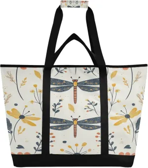 Mushroom Dragonflymushroom Dragonfly Reusable Insulated Lunchbox Cooler Bag, Leakproof Kitchen Grocery Bag Collapsible Portable Cooler Tote Bag for Picnic, Camping, Office, Travel
