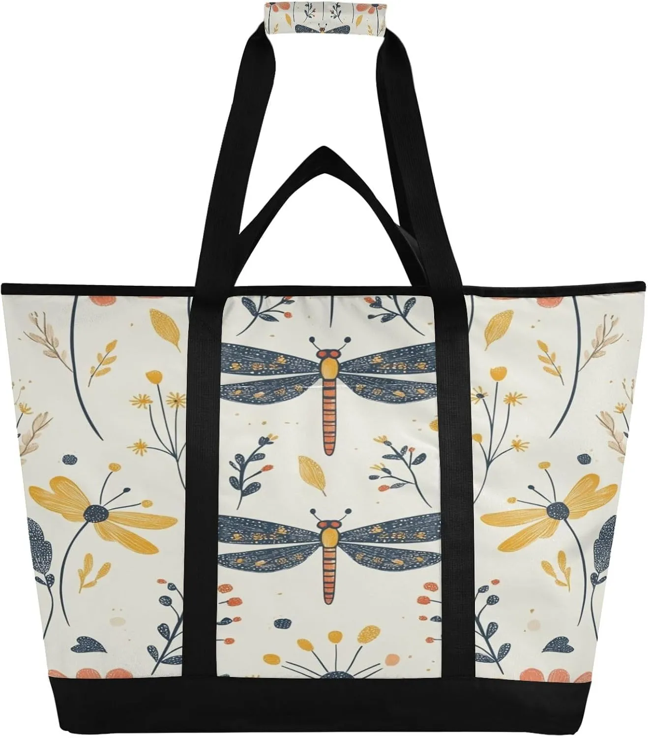 Mushroom Dragonflymushroom Dragonfly Reusable Insulated Lunchbox Cooler Bag, Leakproof Kitchen Grocery Bag Collapsible Portable Cooler Tote Bag for Picnic, Camping, Office, Travel