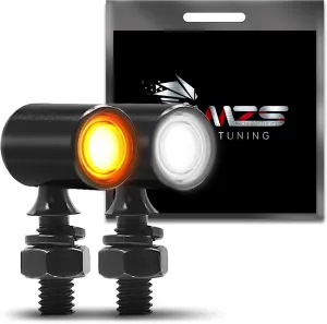 MZS Motorcycle Front LED Turn Signals, White   Amber Light Mini Brake Tail Light Blinkers, Universal 6mm Screw Suitable for 6mm/8mm/10mm Hole Compatible with Most Family Motorcycles