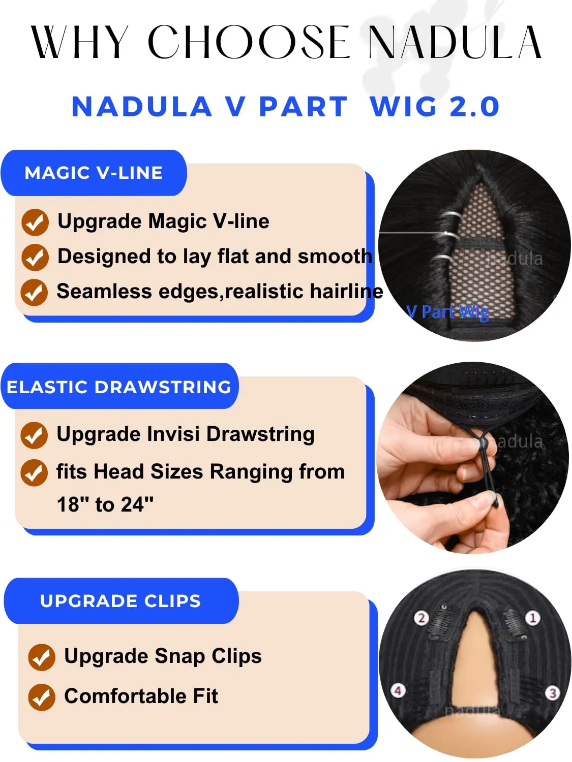 Nadula Ombre Brown Yaki Straight V Part Wig Human Hair with Drawstring No Leave Out EasiContour Vpart Wigs,Glueless Chestnut Brown Highlight Clip in V-part Yaki Wig, Upgrade Yaki U Part Wig 22inch