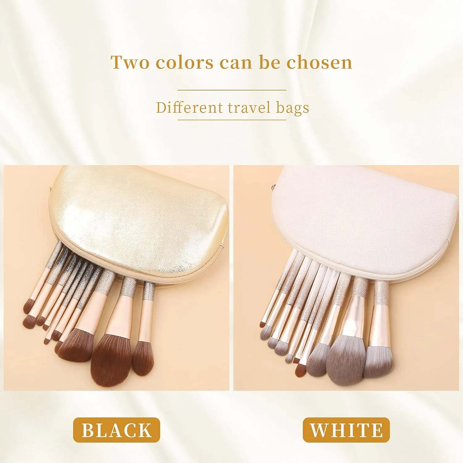 Natural Hair Makeup Brush Set Professional, Sable Makeup Brushes Set with Case, Natural Hair Brushes Makeup Set, Glitter Make up Brushes Set Professional, Natural Makeup Brushes - ORRA, Black