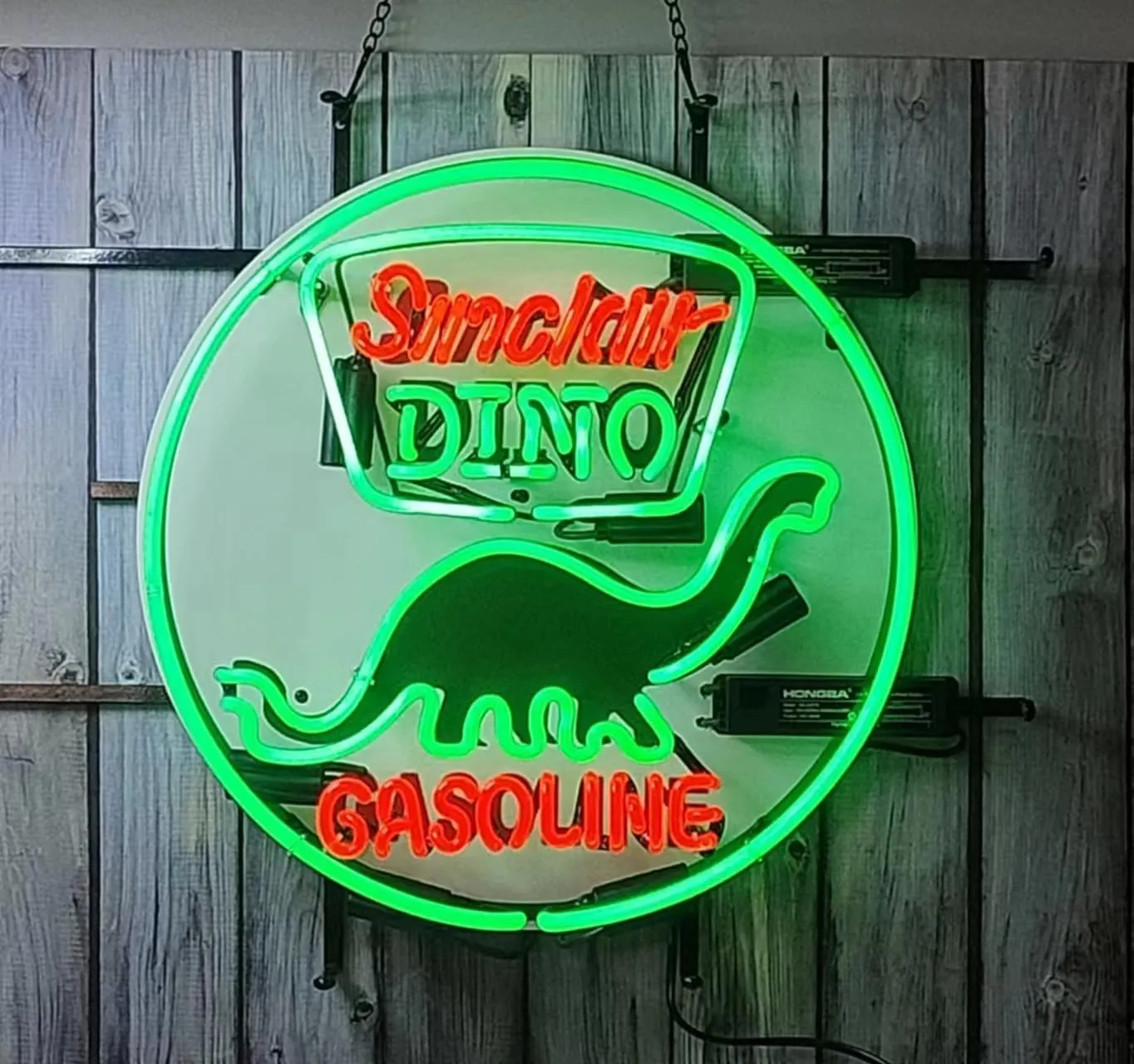 Neon Signs Beer Bar Club Sinclair Dinosaur Beer Sign Glass Gasoline Neon Signs for Office Hotel Pub Cafe Man Cave Art Wall Lights 24 X 20 - Inches