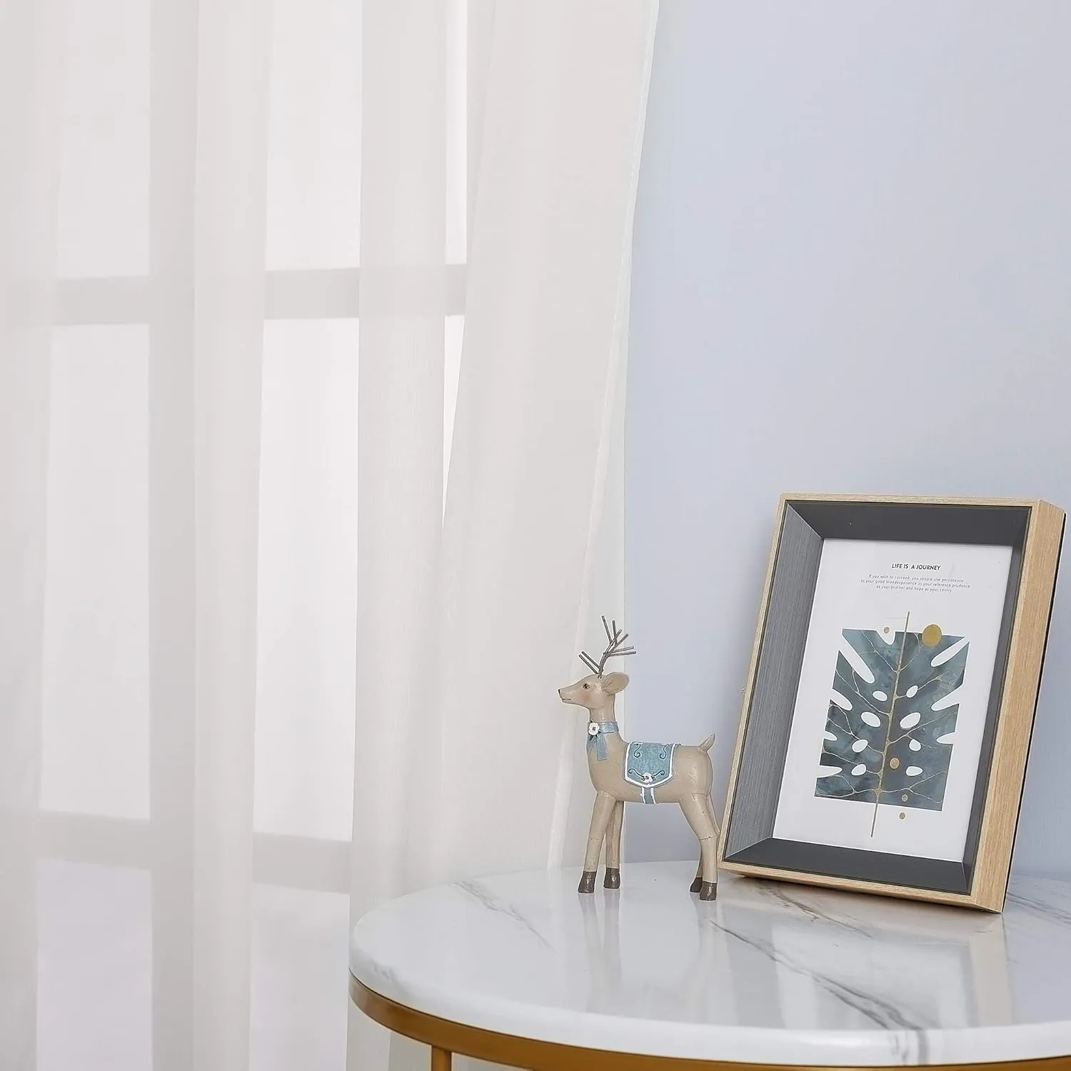 NICETOWN Sheer Curtains for Bedroom Windows 84 inch Length, Grommet Casual Voile Sheer with Light Filter Window Treatments for Nursery/Living Room, Beige, Set of 2, 54" Wide
