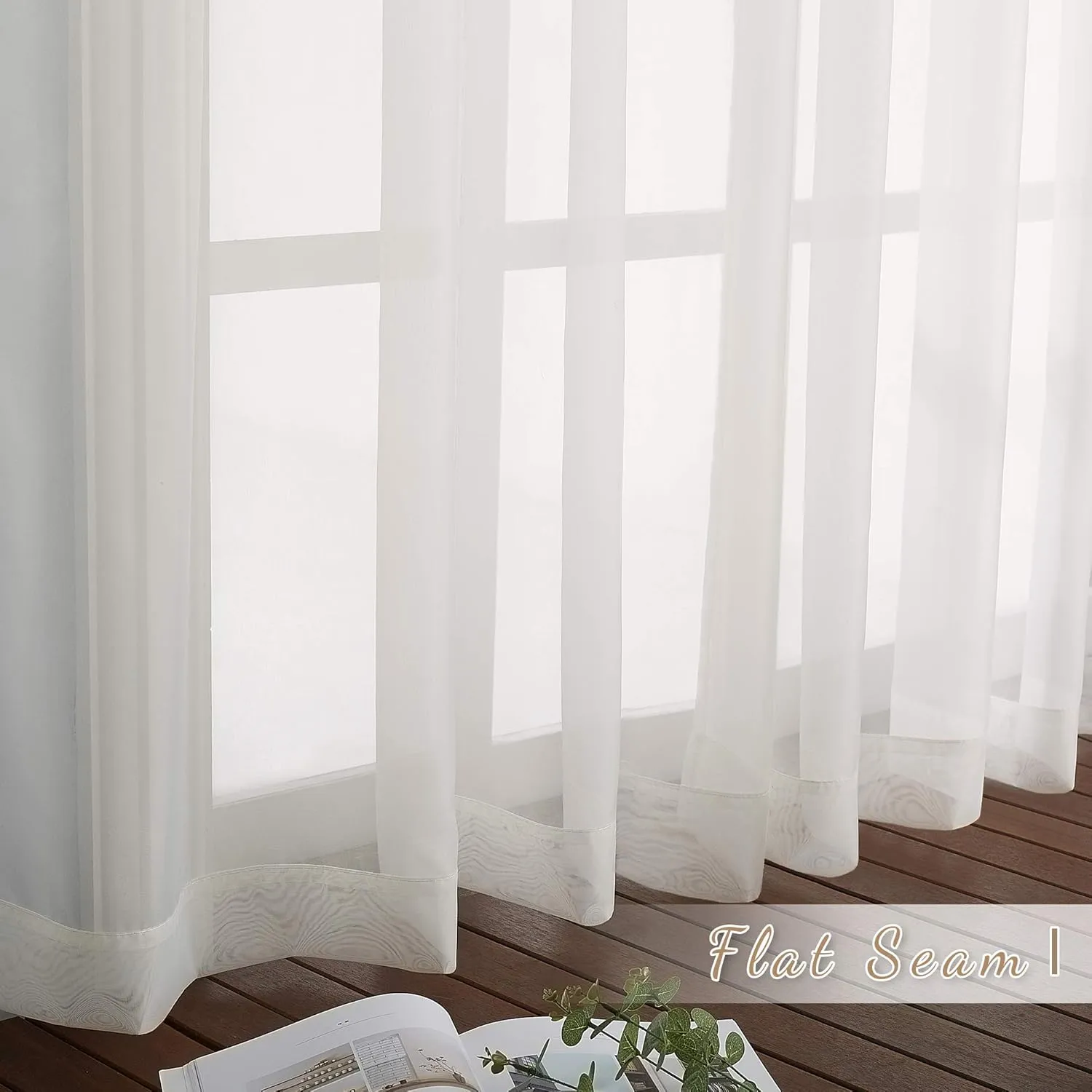 NICETOWN Sheer Curtains for Bedroom Windows 84 inch Length, Grommet Casual Voile Sheer with Light Filter Window Treatments for Nursery/Living Room, Beige, Set of 2, 54" Wide