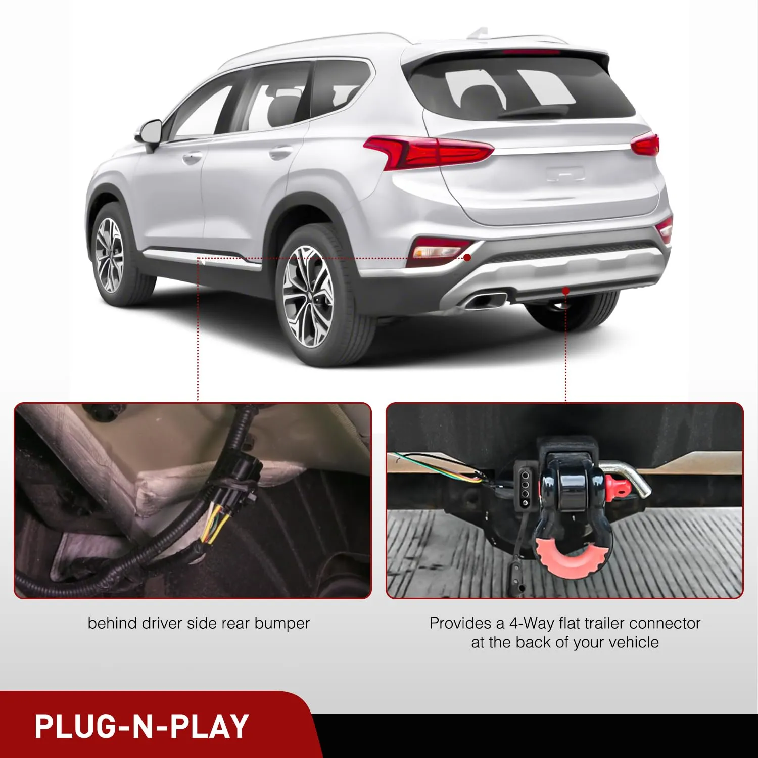 Nilight 4 Pin Custom Trailer Wiring Harness 56420 Vehicle Side Compatible with Hyundai 2019 2020 2021 2022 2023 2024 Santa Fe Santa Cruz Palisade Tucson Kia Telluride Sorento Carnival