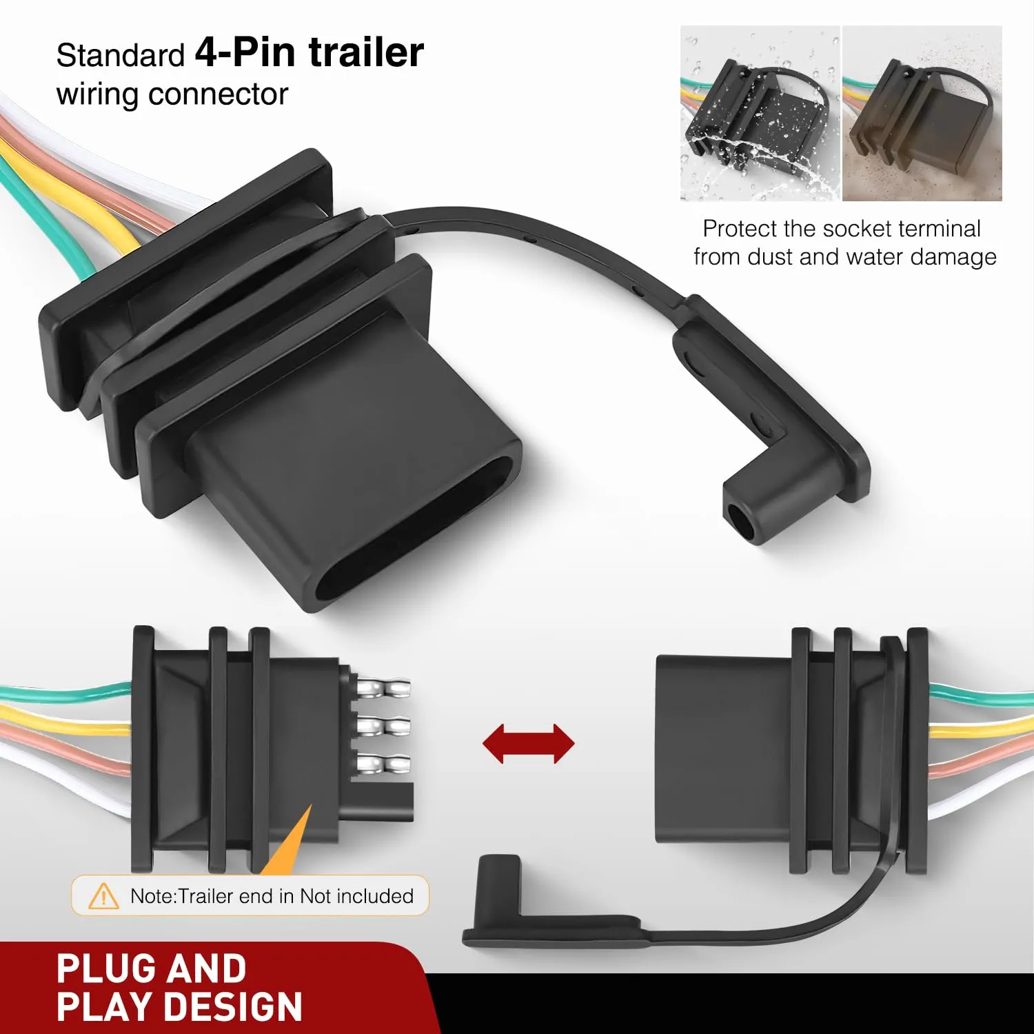 Nilight 4 Pin Custom Trailer Wiring Harness 56420 Vehicle Side Compatible with Hyundai 2019 2020 2021 2022 2023 2024 Santa Fe Santa Cruz Palisade Tucson Kia Telluride Sorento Carnival