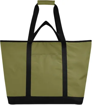 Olive Green Solid Color Reusable Insulated Lunchbox Cooler Bag, Leakproof Kitchen Grocery Bag Collapsible Portable Cooler Tote Bag for Picnic, Camping, Office, Travel