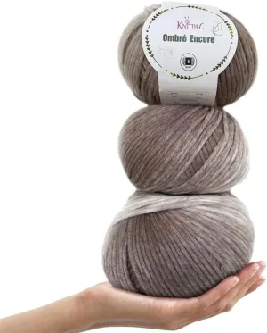 Ombré-Encore Chunky Ombre Yarn for Crocheting, 3 Balls, 507Yds/420G, Free Patterns - Multi Colored Bulky 5 Weight Yarn for Knitting - Coffee Cream