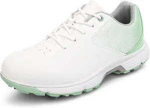 ONAIC Womens Golf Shoes with Spiked Leather Waterproof Sneakers Wide Fitting Non-Slip Trainers Non-Slip