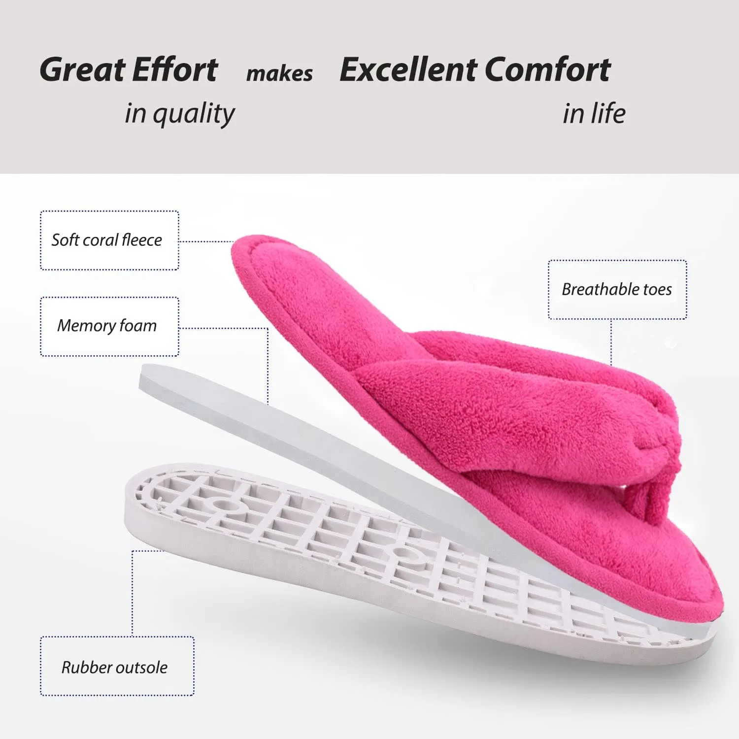 Onmygogo Indoor Slippers for Women Open Toe with Memory Foam, Soft Faux Fur Nonslip House Slippers