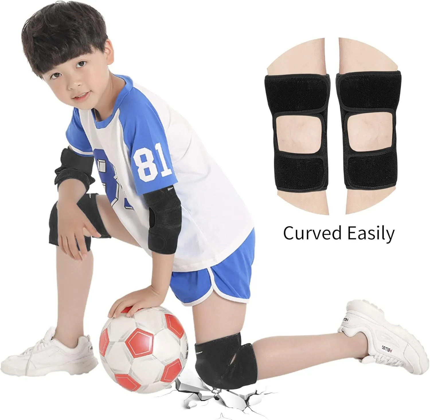 ONTYZZ Kids Soft Knee Pads and Thickened SBR Elbow Pads Adjustable Knee and Elbow Pads Protective Suit Gear for Cycling Volleyball Skateboarding Soccer Hockey