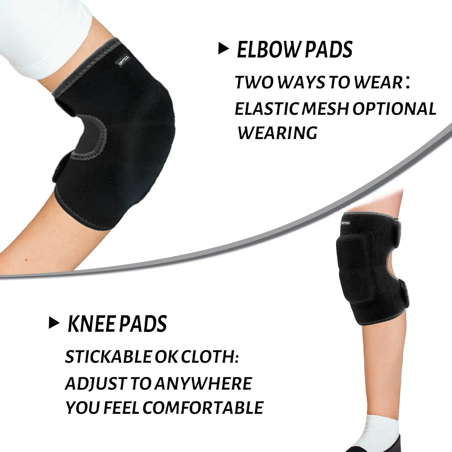 ONTYZZ Kids Soft Knee Pads and Thickened SBR Elbow Pads Adjustable Knee and Elbow Pads Protective Suit Gear for Cycling Volleyball Skateboarding Soccer Hockey