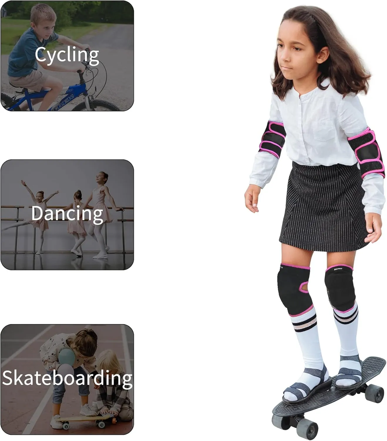 ONTYZZ Kids Soft Knee Pads and Thickened SBR Elbow Pads Adjustable Knee and Elbow Pads Protective Suit Gear for Cycling Volleyball Skateboarding Soccer Hockey
