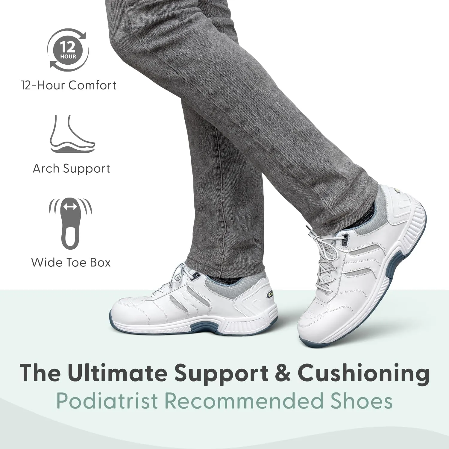 Orthofeet Men's Orthopedic Leather Pacific Palisades Sneakers