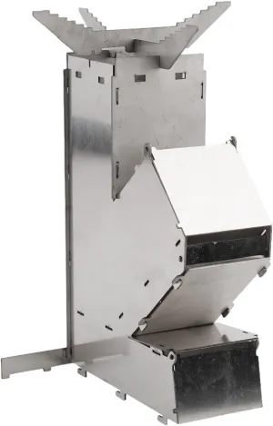 Outdoor Foldable Camping Wood Stove Lightweight Stainless Steel Rocket Wood Burning Stove Suitable for Outdoor Camping Barbecue