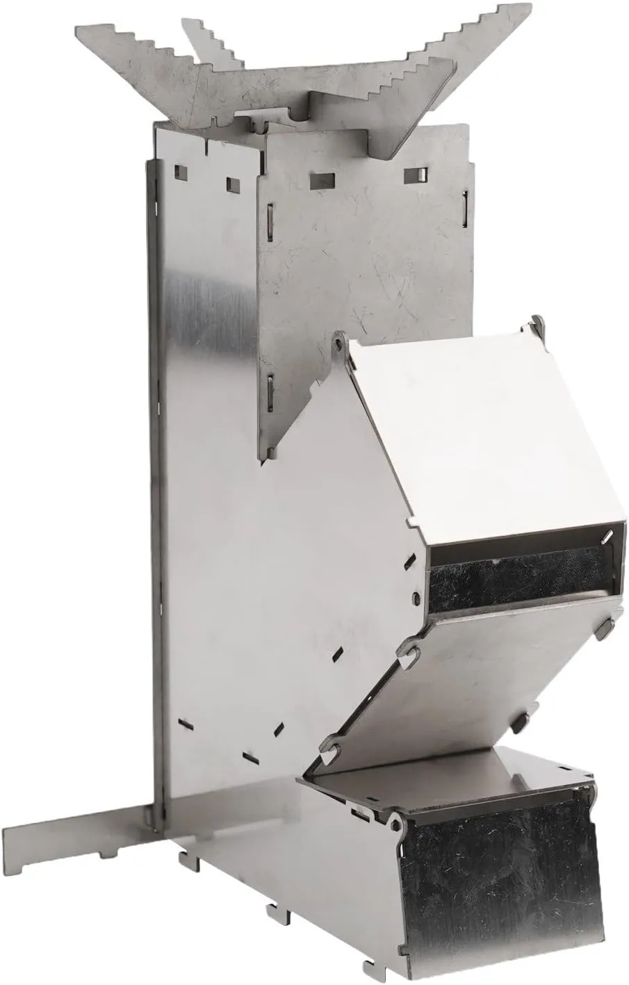 Outdoor Foldable Camping Wood Stove Lightweight Stainless Steel Rocket Wood Burning Stove Suitable for Outdoor Camping Barbecue