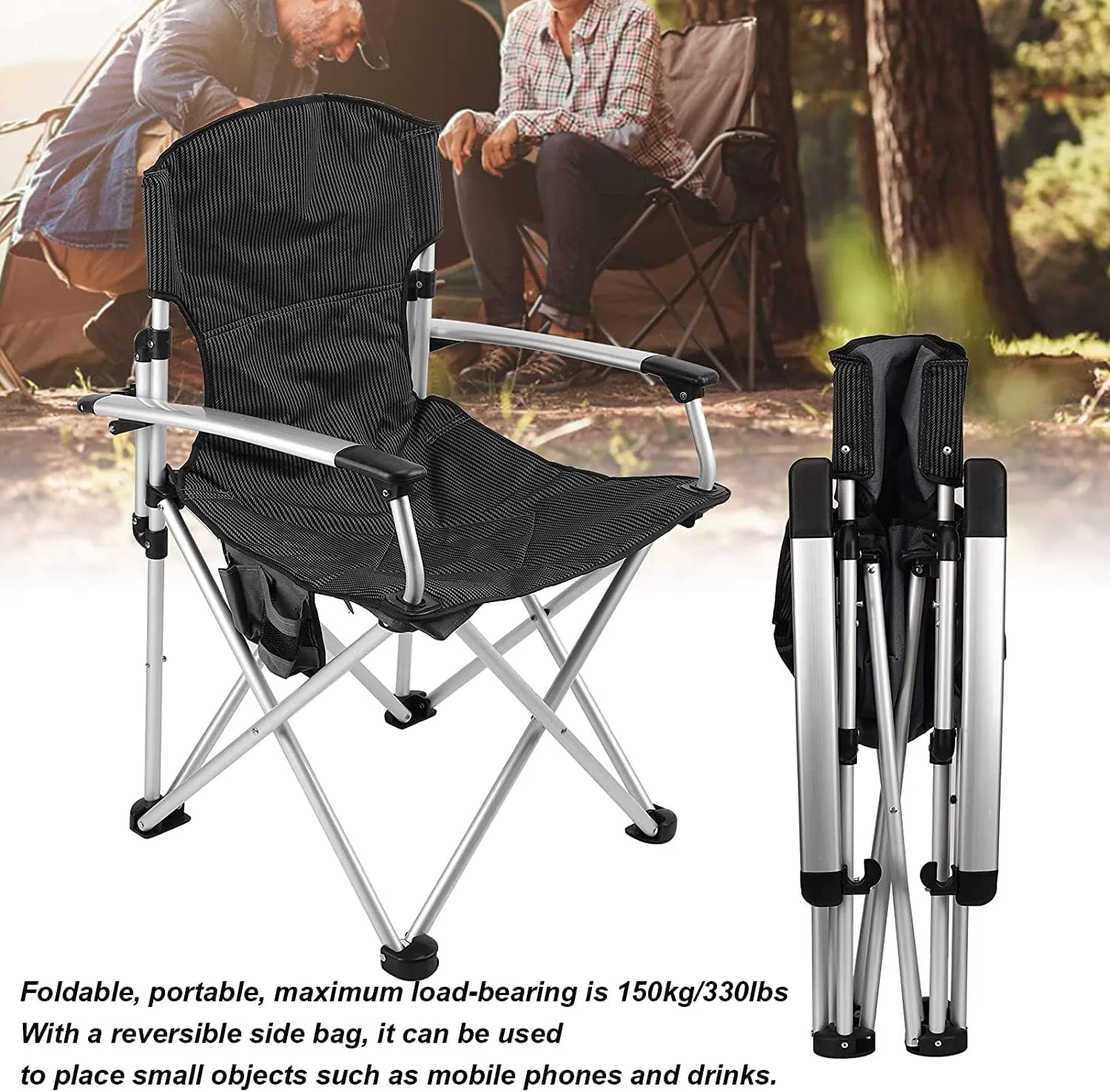 OutdoorFishing Recliner, Folding Bedchair, with Soft and Comfortable Pillows, 6 Legs Bed Chair for Fishing Camping Office Lunch Break, Lazy Recliner Chair Enjoy Leisure Time