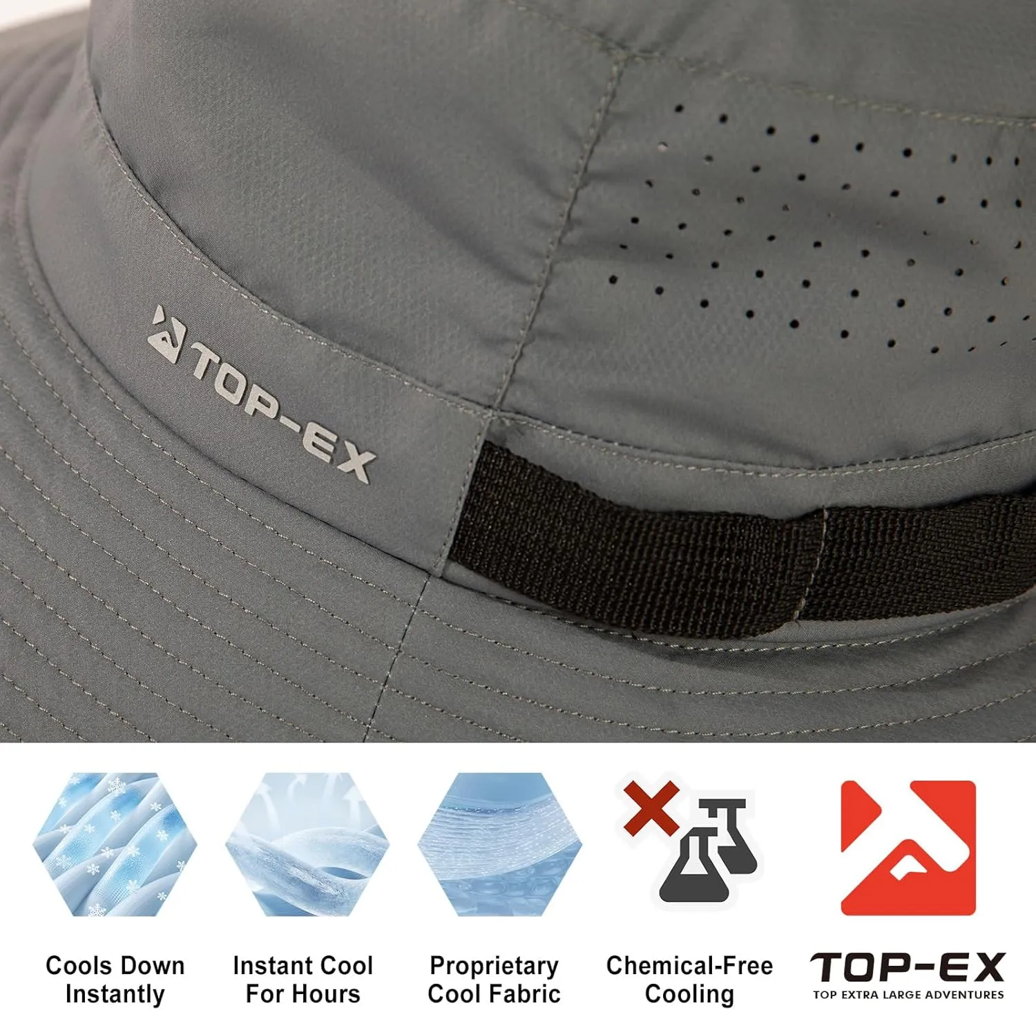 Oversized XL XXL Men's Cooling UPF 50 Sun Hat Lightweight Foldable Wide Brim Bucket Boonie Golf Hiking Fishing