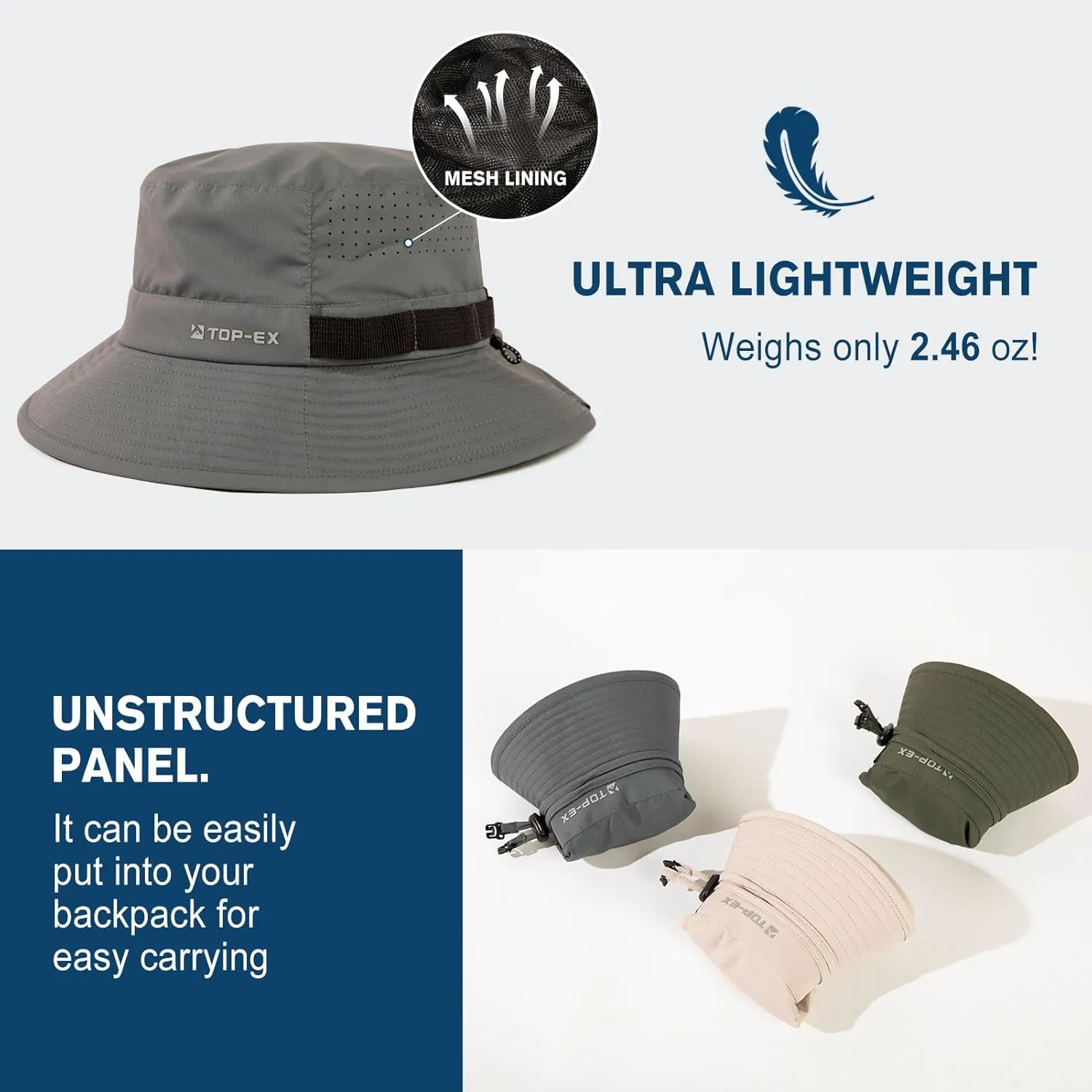 Oversized XL XXL Men's Cooling UPF 50 Sun Hat Lightweight Foldable Wide Brim Bucket Boonie Golf Hiking Fishing
