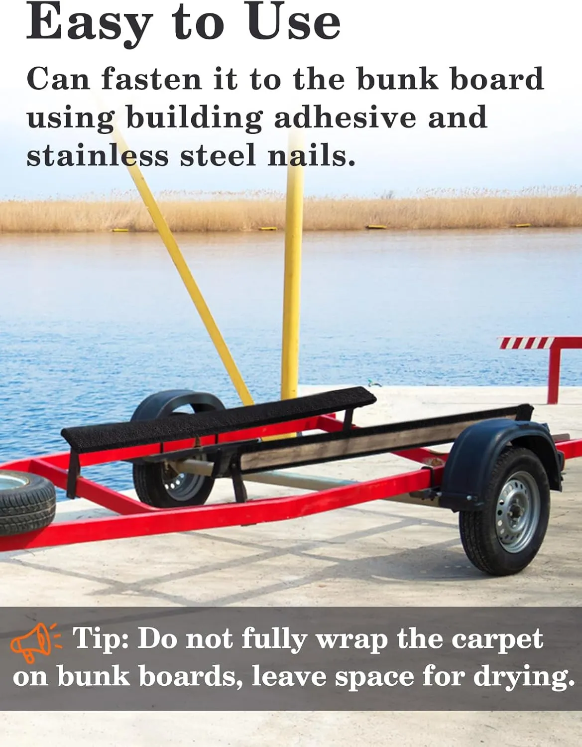 PAMASE Boat Trailer Bunk Carpet - 8mm Ultra Thick 13ft*9in Wear-Resistant Marine Carpeting Covers for 2x4 Boat Lift Bunks, Shock Absorption Padding Mats Parts Accessories for Jet Ski