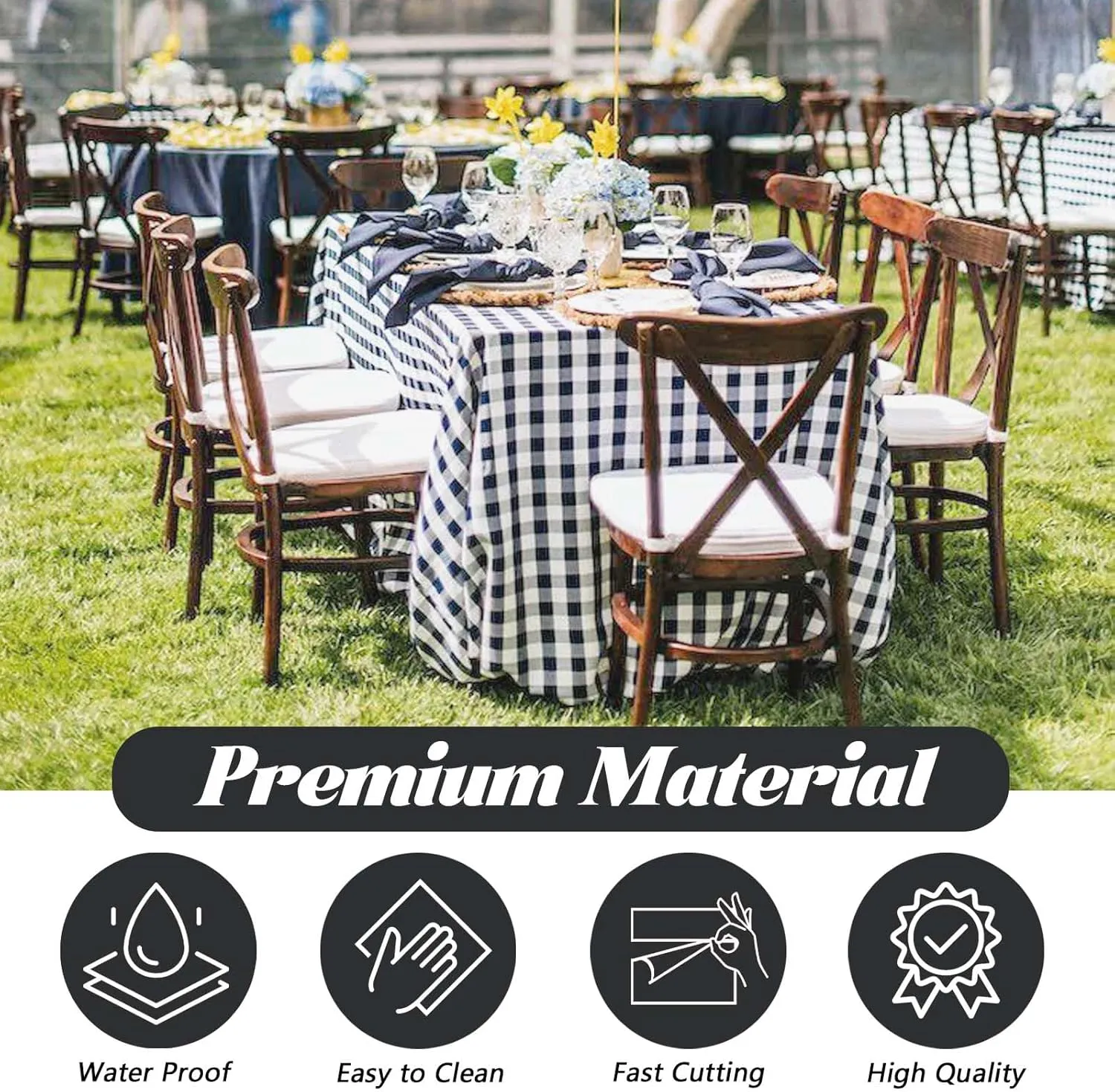 Plastic Table Cover Roll:Disposable Tablecloth 54 in X 120 ft with Easy Slide Cutter Black and White Checkered Tablecloth for Picnic, Party, Birthdays Fit Any Shape & Size Tables