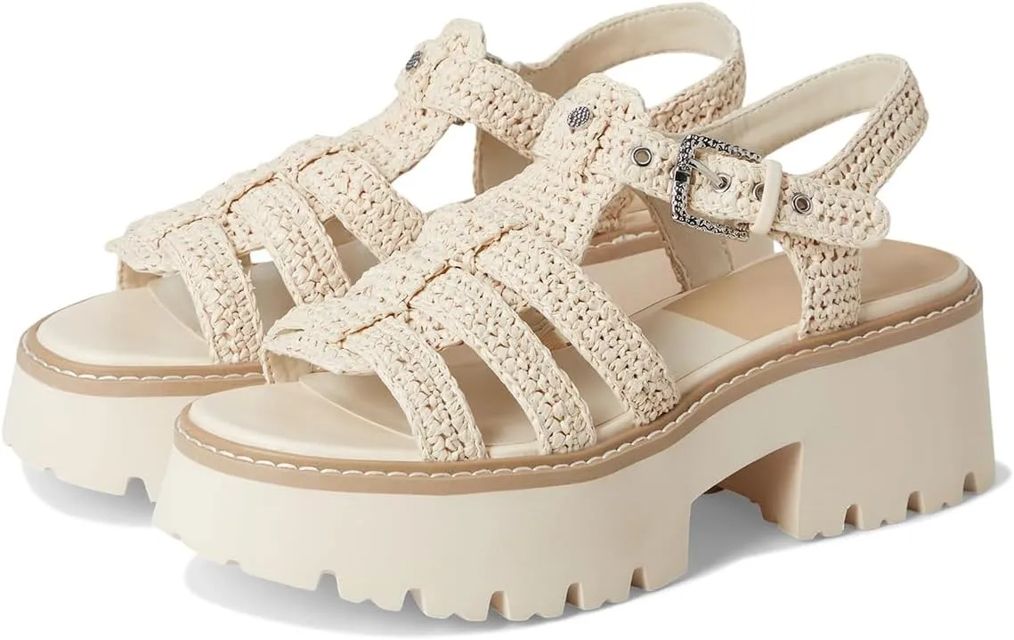 Platform Sandals for Women Handwoven Raffia Espadrille Sandals- Boho Summer Beach Wedge Heels with Adjustable Buckle Strap