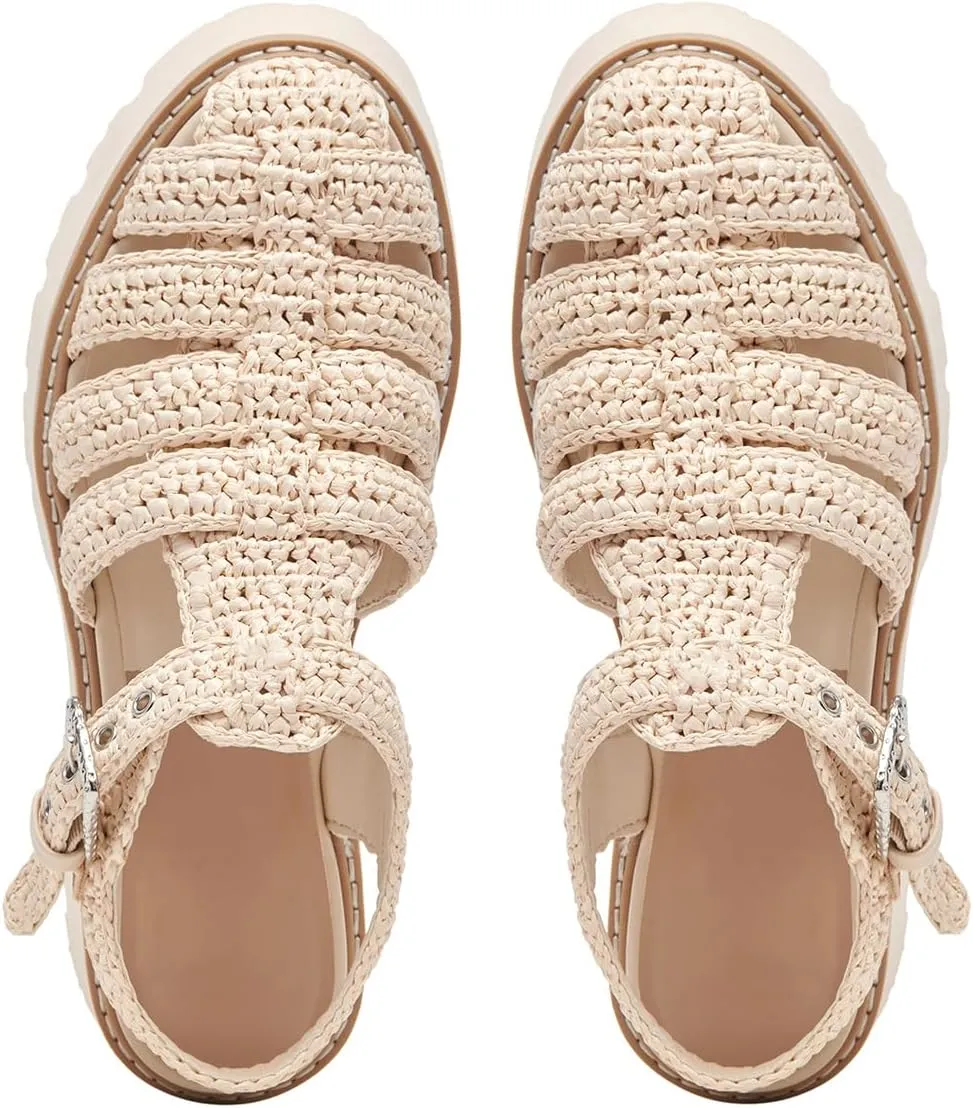 Platform Sandals for Women Handwoven Raffia Espadrille Sandals- Boho Summer Beach Wedge Heels with Adjustable Buckle Strap