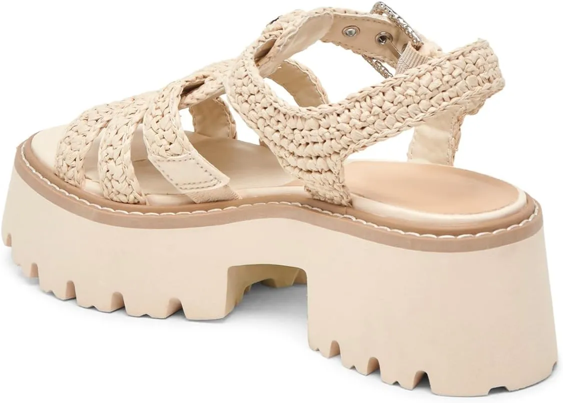 Platform Sandals for Women Handwoven Raffia Espadrille Sandals- Boho Summer Beach Wedge Heels with Adjustable Buckle Strap