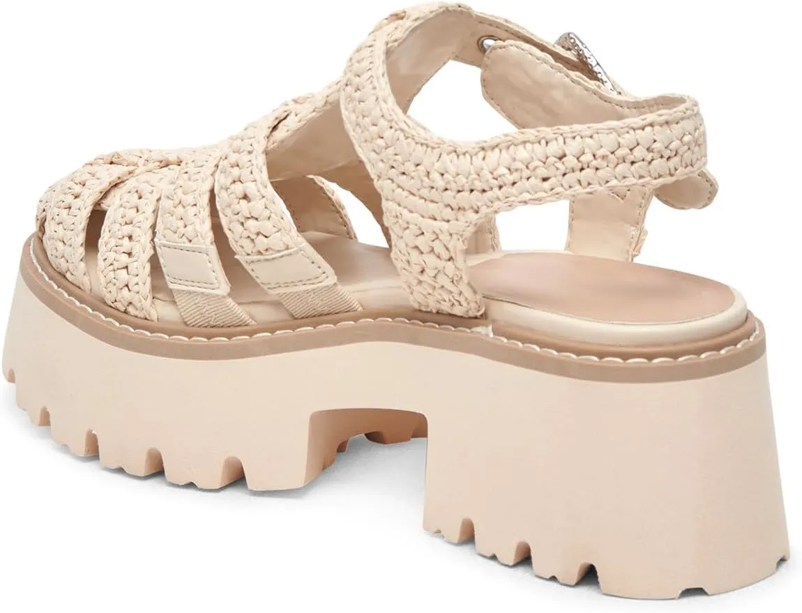 Platform Sandals for Women Handwoven Raffia Espadrille Sandals- Boho Summer Beach Wedge Heels with Adjustable Buckle Strap