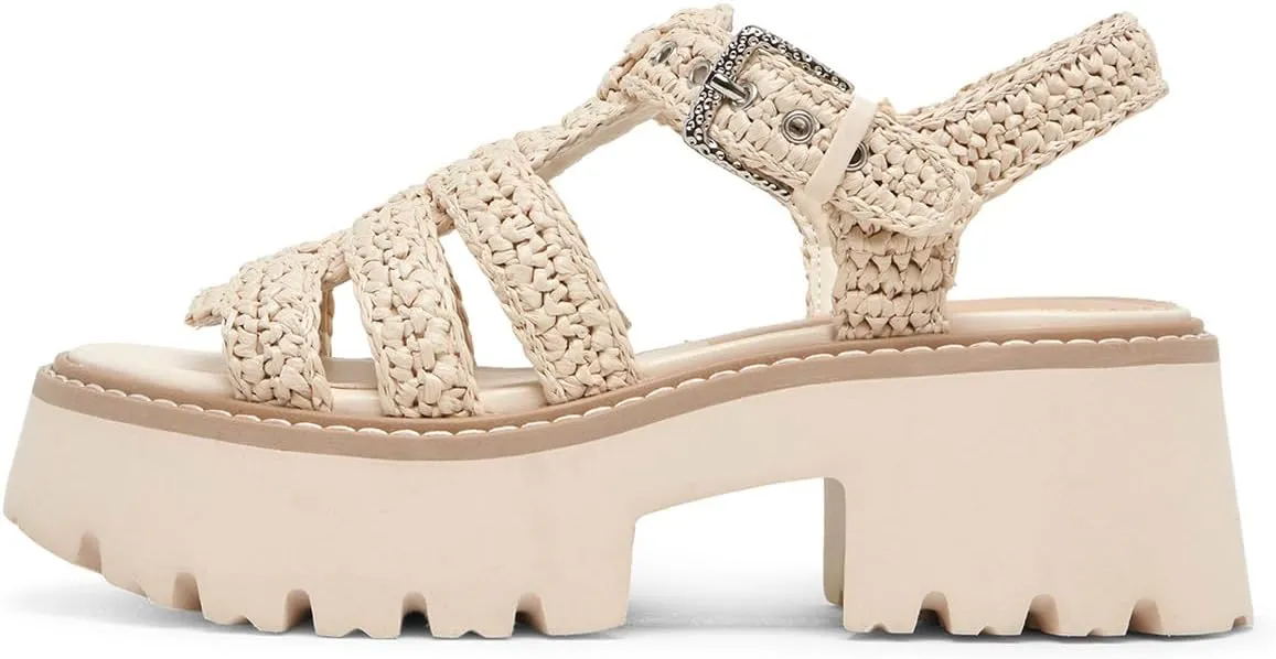 Platform Sandals for Women Handwoven Raffia Espadrille Sandals- Boho Summer Beach Wedge Heels with Adjustable Buckle Strap