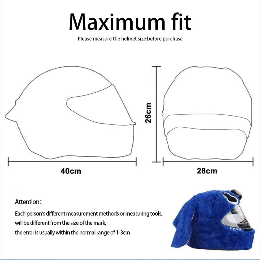 Plush Full Face Helmet Protective Cover for Motorcycle Helmet, Funny Rides，Personalized Protection Cover（Excluding Helmet） ﻿