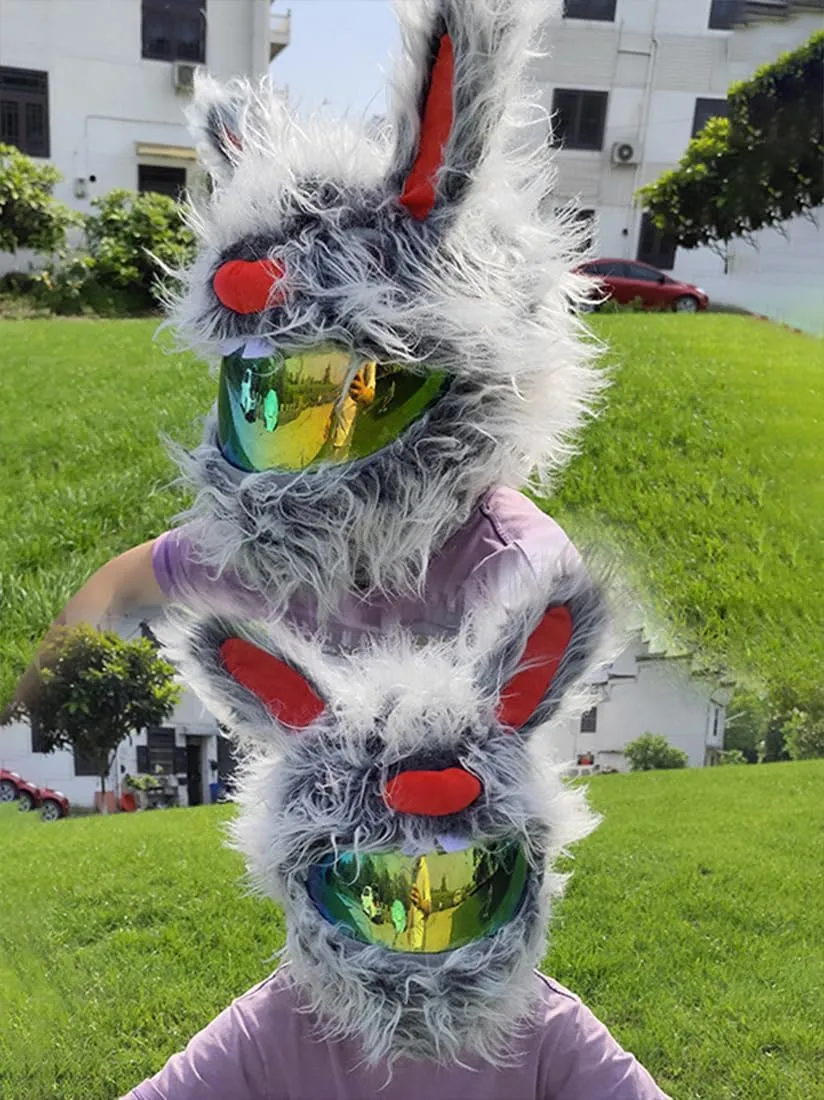 Plush Full Face Helmet Protective Cover for Motorcycle Helmet, Funny Rides，Personalized Protection Cover（Excluding Helmet） ﻿