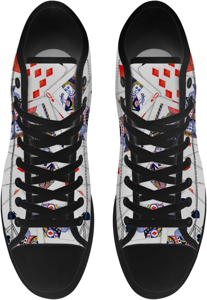 Poker High Top Canvas Shoes Playing Cards High Top Sneakers Lace Up Casual Shoes Gifts for Men Women
